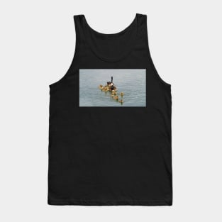 Family of Canada Geese Goslings Swimming Together In A Row Tank Top